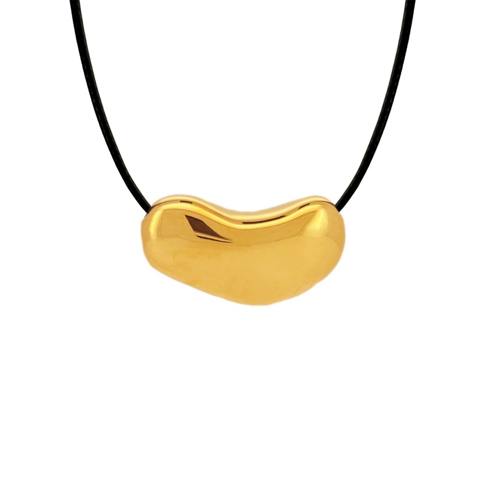 NEW 18K GOLD PLATED CHUNKY HEART PENDANT – DESIGNER BEAN STYLE NECKLACE - Picture 3 of 7